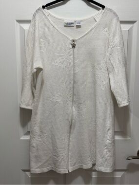 Vintage Paradise Bay Butterfly Zipper Beach Cover up White 3/4 Sleeves